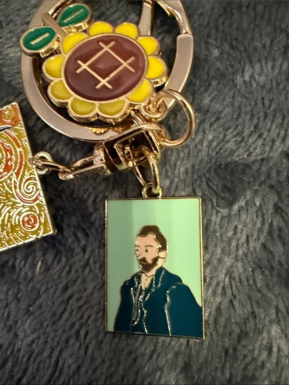 Van Gogh Art Patch & Sunflower Enamel Keychain